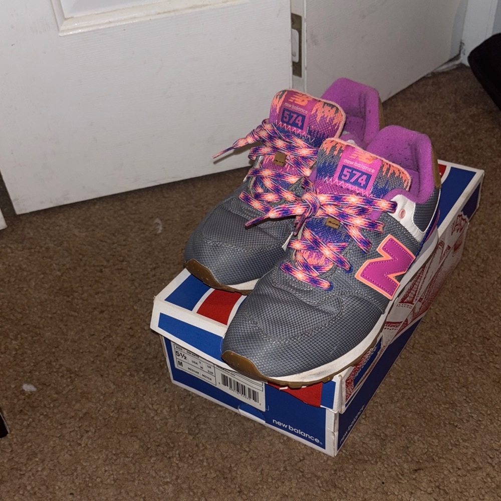 New Balance Gray and Purple Sneakers